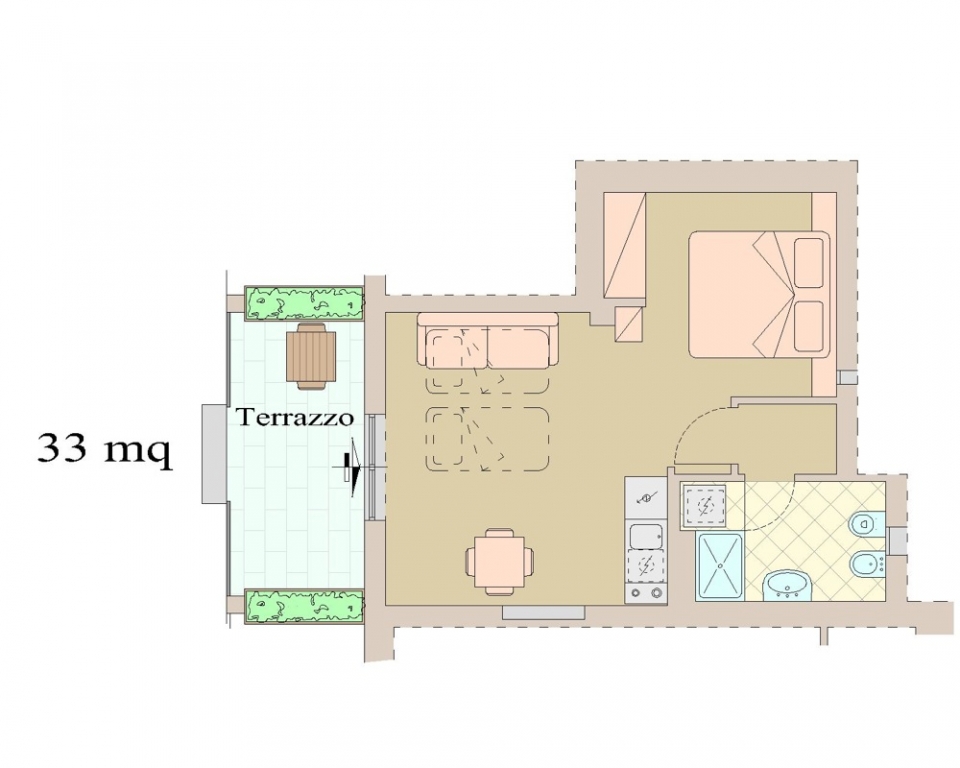 GROUND LARGE - 2+2 PAX - 33 mq - Residence Fiesole